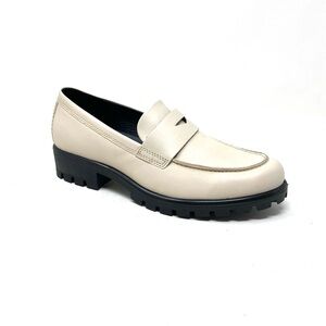 ECCO Modtray Penny Loafers Limestone Leather Moc-Toe Street Style Comfort